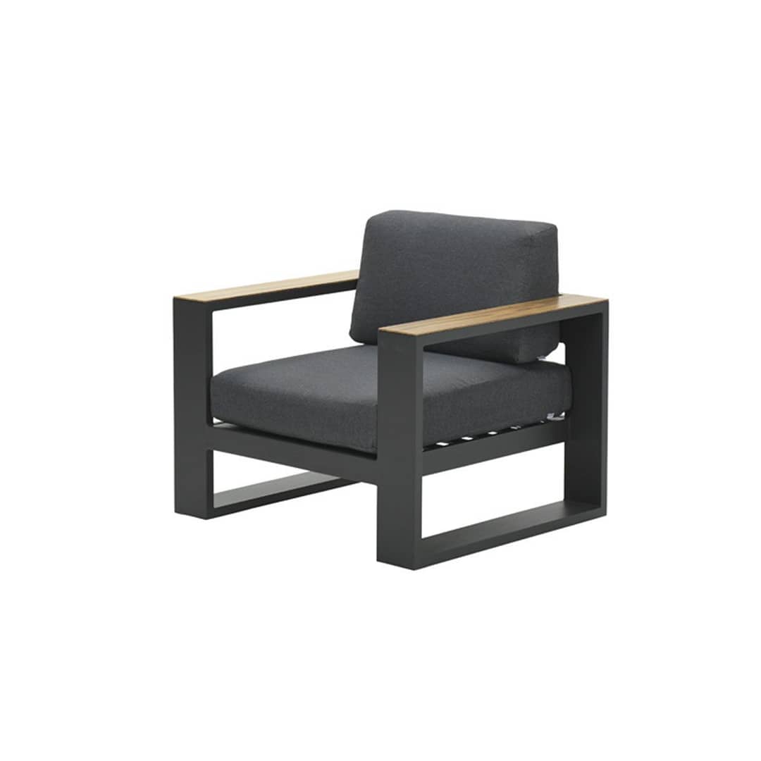 Garden Impressions Cube lounge fauteuil - c. bl/ reflex black/ teak look