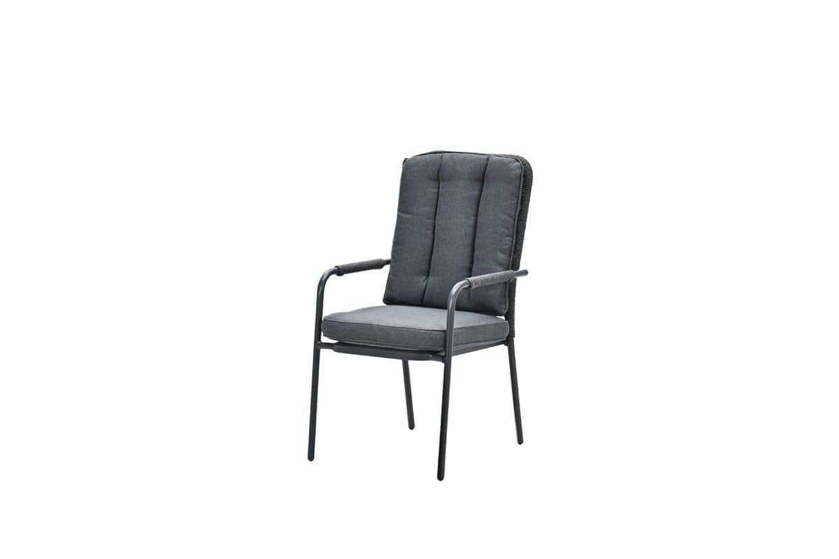 Garden Impressions Venice dining fauteuil -carbon black-rope dark grey