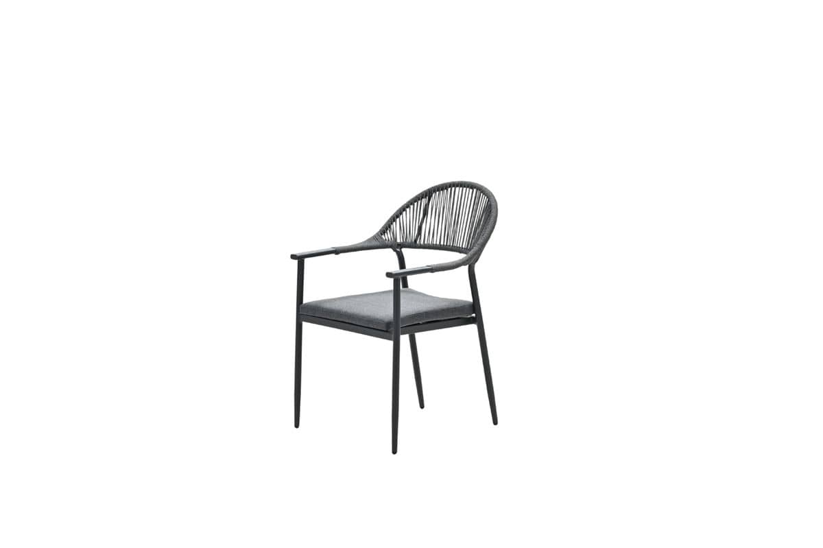 Garden Impressions Santiago dining fauteuil -  carbon black-rope grey