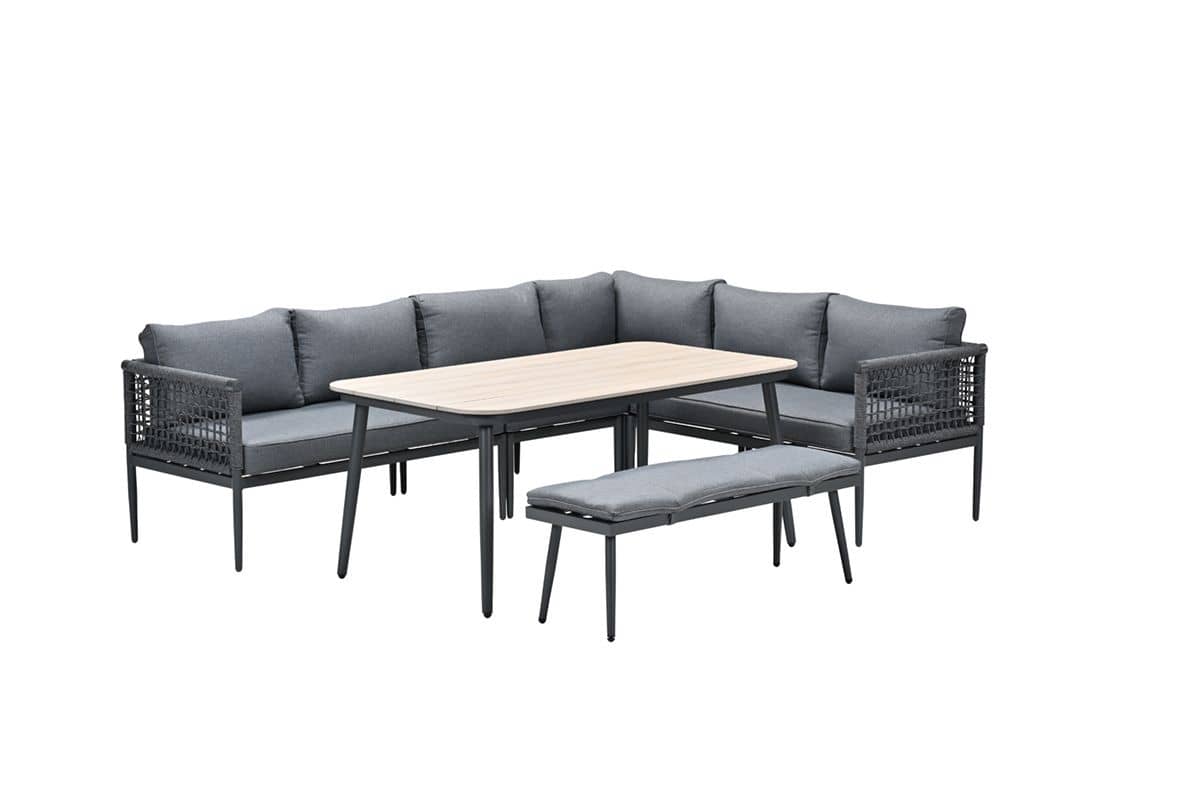 Garden Impressions Teramon lounge-diningset - 6-delig - rope dark grey