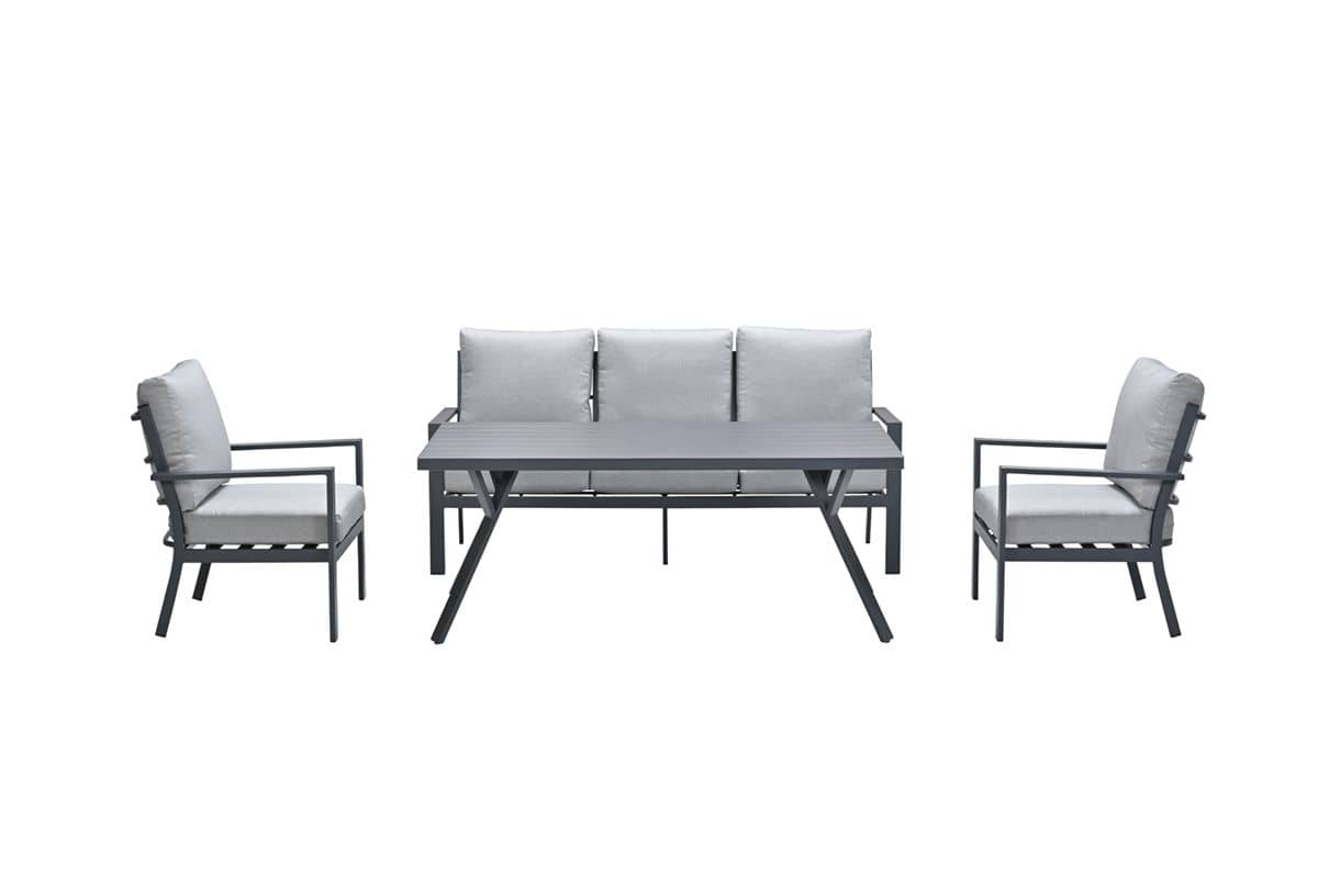 Sergio L/D sofa set 4-dlg carbon black/ licht grijs