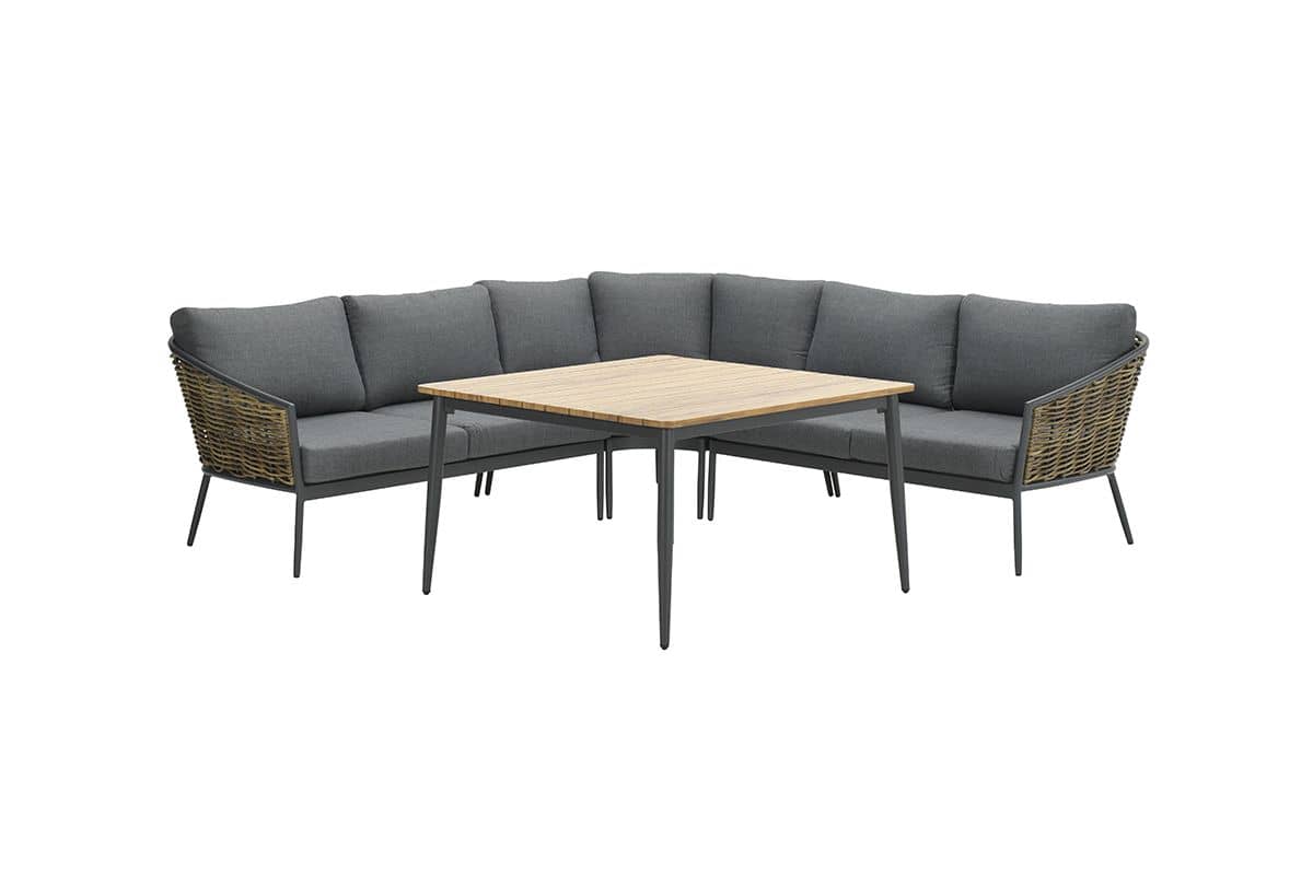 Garden Impresssion Bali lounge dining set - carbon black/natural rotan