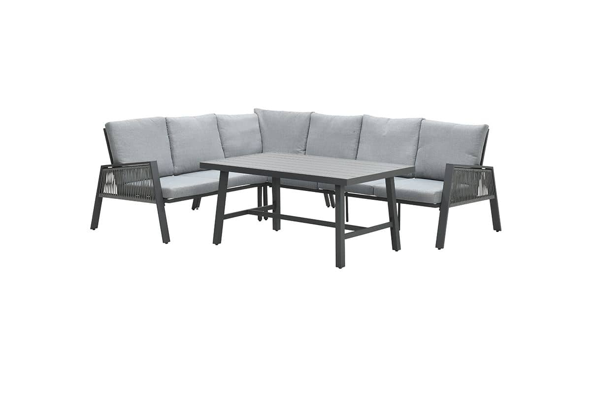 Garden Impressions Andrea Loungedining set - 4-delig links - rope - carbon black/ licht grijs