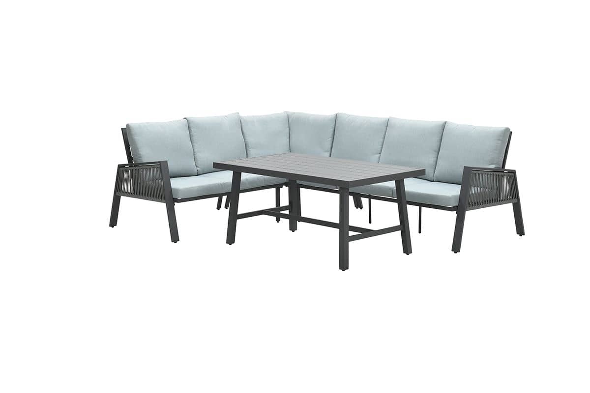 Garden Impressions Andrea Loungedining set 4-delig links - rope - carbon black/ mint grey