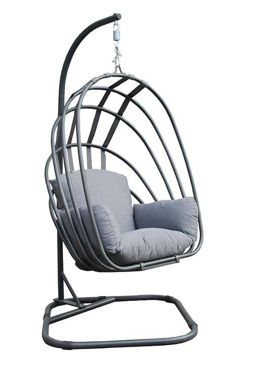 Garden Impressions Suez foldable swing chair -carbon black/ licht grijs - Afbeelding 2