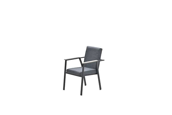 Catania dining fauteuil - carbon black - antraciet texfiber - light teak vironwood