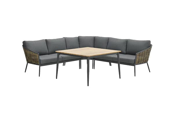 Garden Impresssion Bali lounge dining set - carbon black/natural rotan